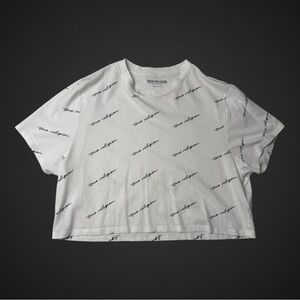 Logo Script Cropped Tee Womens Size L White‎ True Religion Minimalist Streetwear